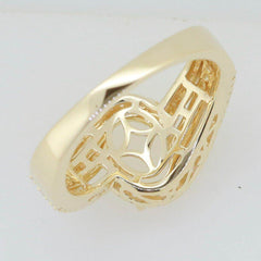 14K Yellow Gold Semi Mount Ring Setting Oval OV 11x9mm Bypass Halo - Syzjewelry