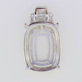 Sterling Silver Semi Mount Pendant Setting Cushion Cu 16X12mm - Syzjewelry