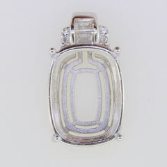 Sterling Silver Semi Mount Pendant Setting Cushion Cu 16X12mm - Syzjewelry