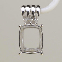 Sterling Silver Semi Mount Pendant Setting Cushion Cu 12x10mm White To - Syzjewelry