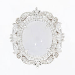 Sterling Silver Semi Mount Ring Setting Cabochon Oval OV 14x12mm White - Syzjewelry