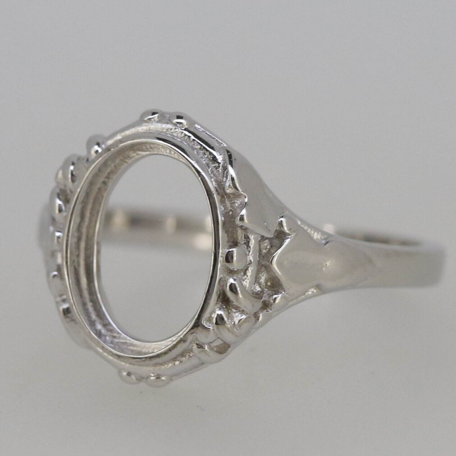 Sterling Silver Semi Mount Ring Setting Oval OV 10x8mm Art Deco Style - Syzjewelry