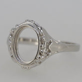 Sterling Silver Semi Mount Ring Setting Oval OV 10x8mm Art Deco Style - Syzjewelry