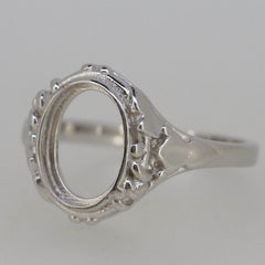 Sterling Silver Semi Mount Ring Setting Oval OV 10x8mm Art Deco Style - Syzjewelry