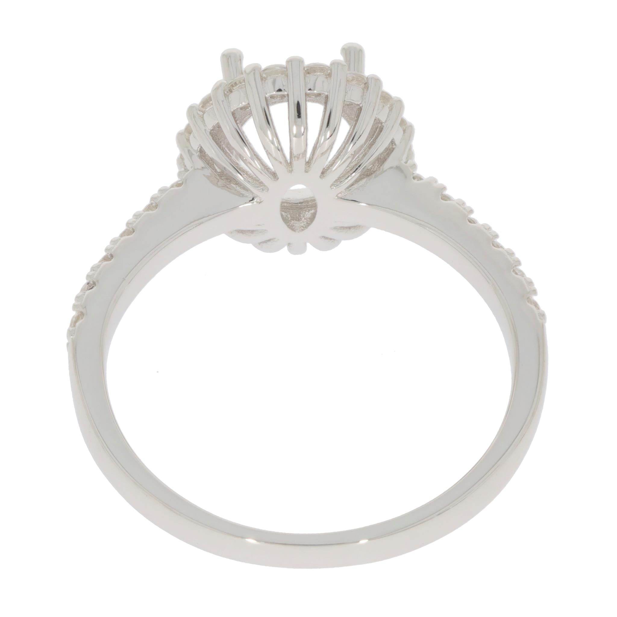 Sterling Silver Semi Mount Ring Setting Oval OV 9x7mm PJC4627R - Syzjewelry