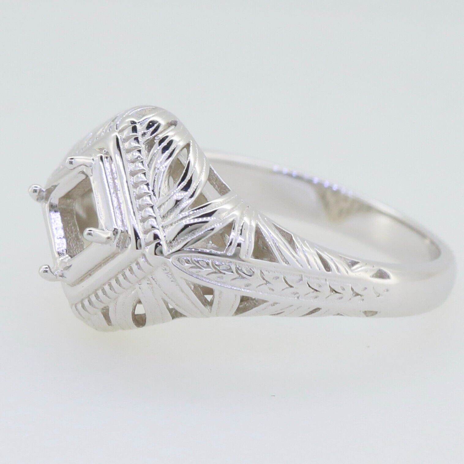 Sterling Silver Semi Mount Ring Setting Emerald OCT 5x5mm - Syzjewelry