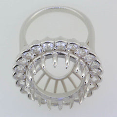 14K White Gold Semi Mount Ring Setting Oval OV 20x15mm - Syzjewelry