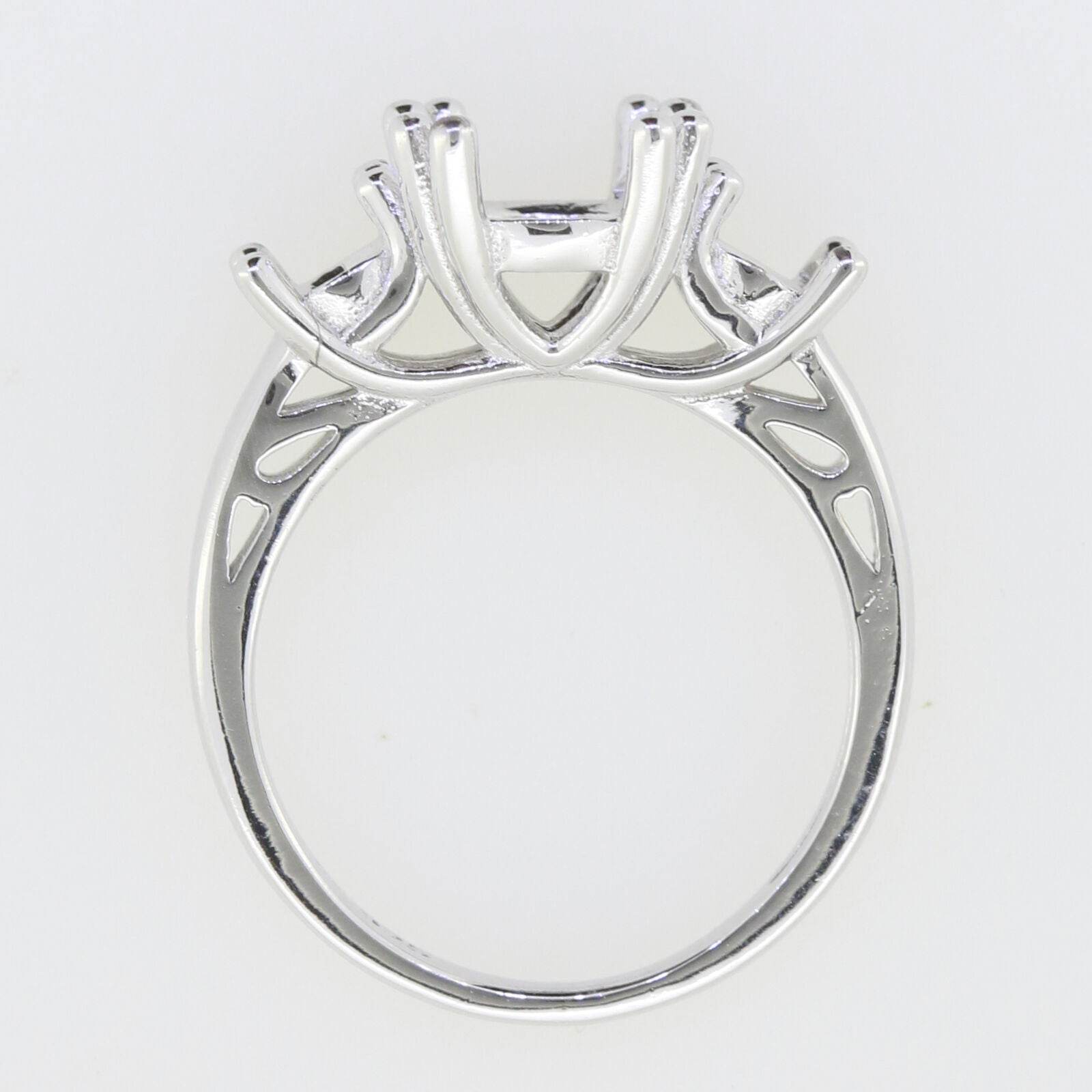 Sterling Silver Semi Mount Ring Setting Round RD 8x8mm 5x5mm 3 Stone Ring - Syzjewelry