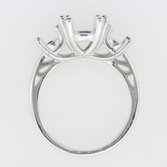 Sterling Silver Semi Mount Ring Setting Round RD 8x8mm 5x5mm 3 Stone Ring - Syzjewelry