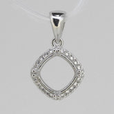 Sterling Silver Semi Mount Pendant Setting Cushion Cu 8x8mm Halo Topaz - Syzjewelry