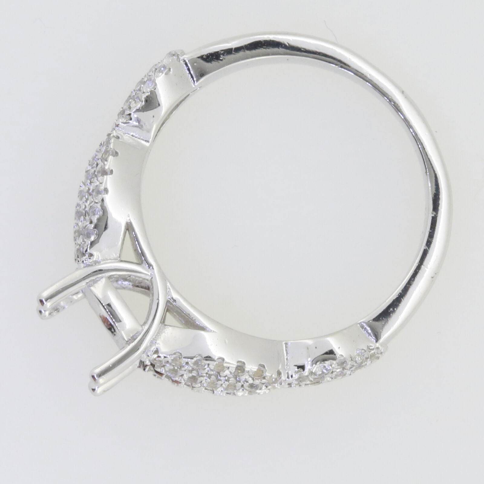 Sterling Silver Semi Mount Ring Setting Oval OV 8x6mm Halo Twisted Shank L552R55 - Syzjewelry