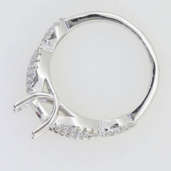 Sterling Silver Semi Mount Ring Setting Oval OV 8x6mm Halo Twisted Shank L552R55 - Syzjewelry