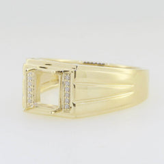 10K Yellow Gold Semi Mount Ring Setting Emerald OCT 9x7 8x6mm Men's Ring - Syzjewelry