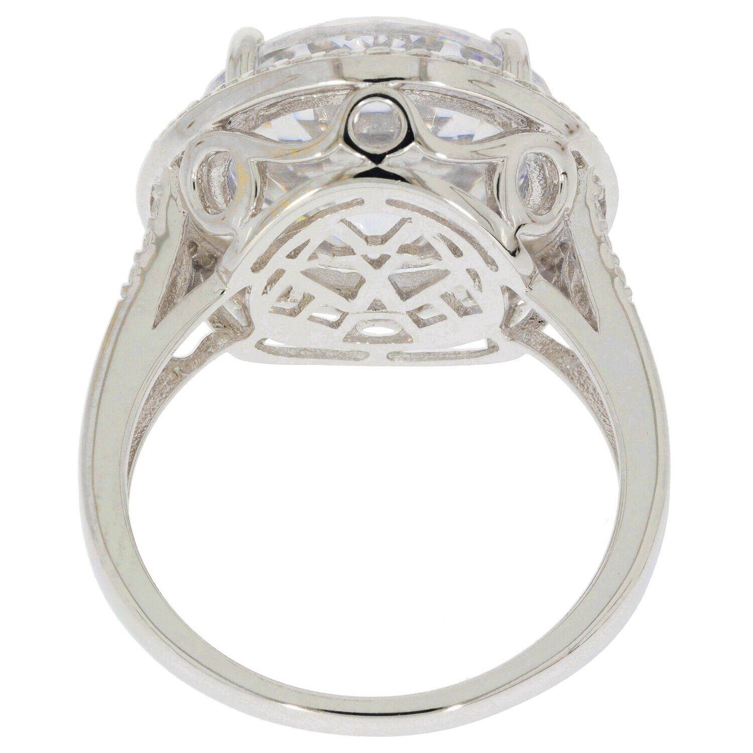 Sterling Silver Semi Mount Ring Setting Round RD 13X13mm Halo W/ White Topaz - Syzjewelry