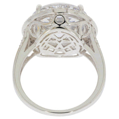 Sterling Silver Semi Mount Ring Setting Round RD 13X13mm Halo W/ White Topaz - Syzjewelry