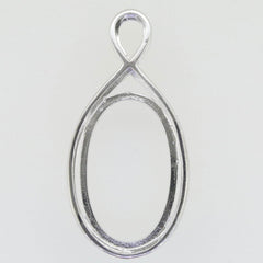 Sterling Silver Semi Mount Pendant Setting Oval OV 22x14mm Cabochon Black Spinel - Syzjewelry