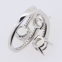 Sterling Silver Semi Mount Ring Setting Round RD 7x7mm Three Stones Bypass Ring - Syzjewelry