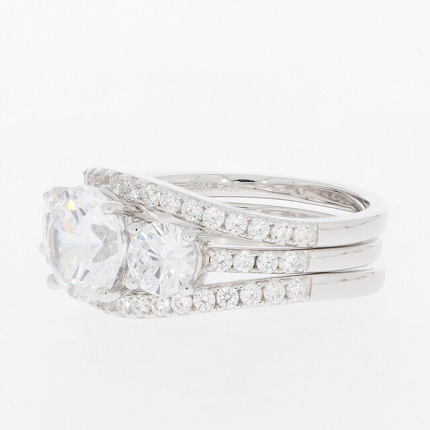 3 piece Set Sterling Silver Semi Mount Ring Setting Round RD 8x8mm Wh - Syzjewelry