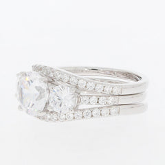 3 piece Set Sterling Silver Semi Mount Ring Setting Round RD 8x8mm Wh - Syzjewelry