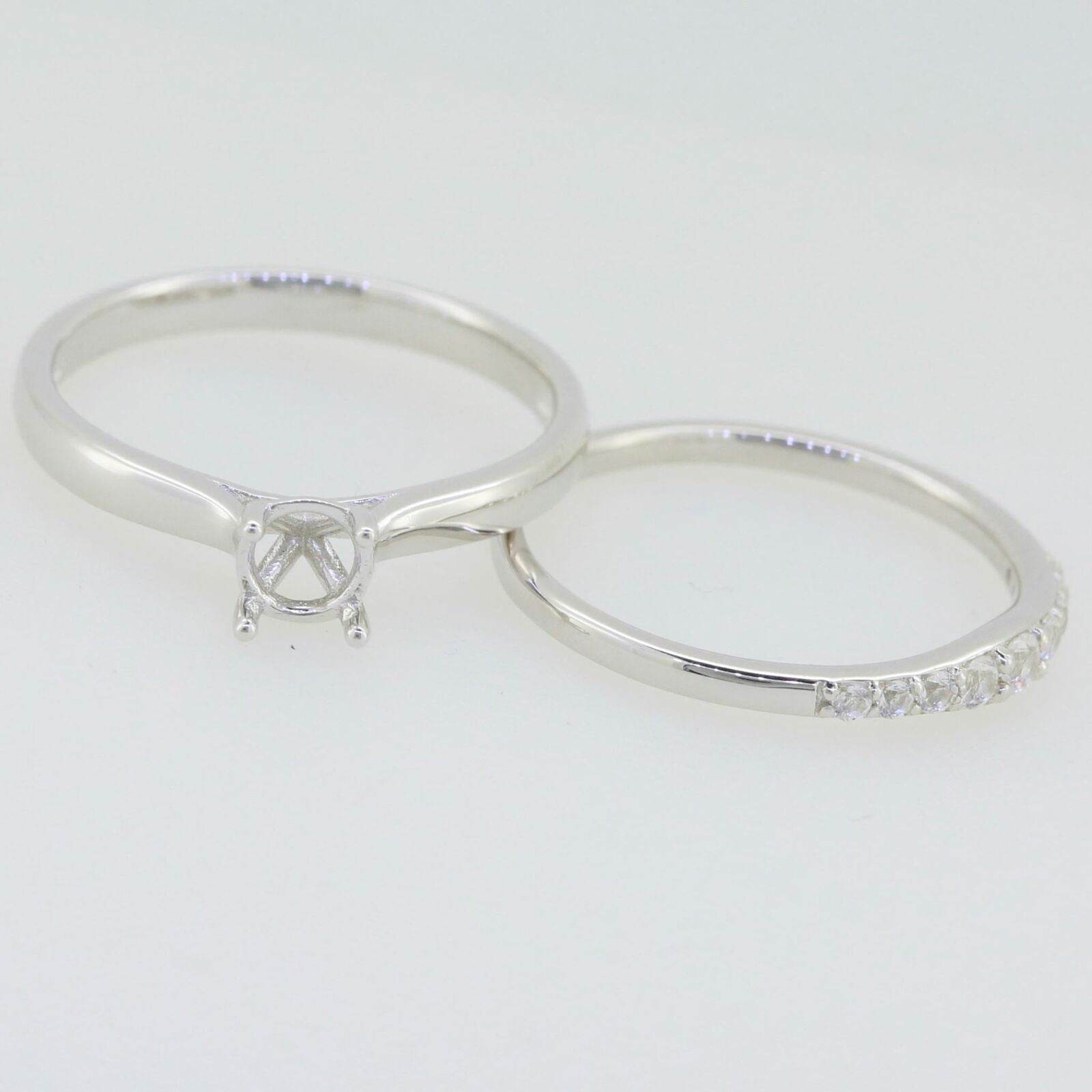 14K White Gold Semi Mount Ring Setting Round RD 5x5mm - Syzjewelry