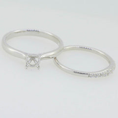 14K White Gold Semi Mount Ring Setting Round RD 5x5mm - Syzjewelry