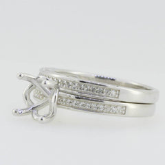 2 piece Set 14K White Gold Semi Mount Ring Setting Round RD 8x8mm Engagement - Syzjewelry