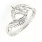 Sterling Silver Semi Mount Ring Setting Pear PE 8x6mm Feather Theme - Syzjewelry