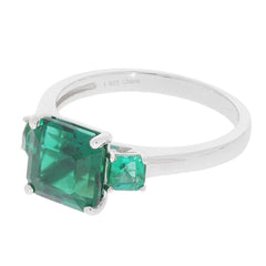 Sterling Silver Semi Mount Ring Setting Emerald OCT 8X8mm SQ 3.5mm 3 Stone - Syzjewelry