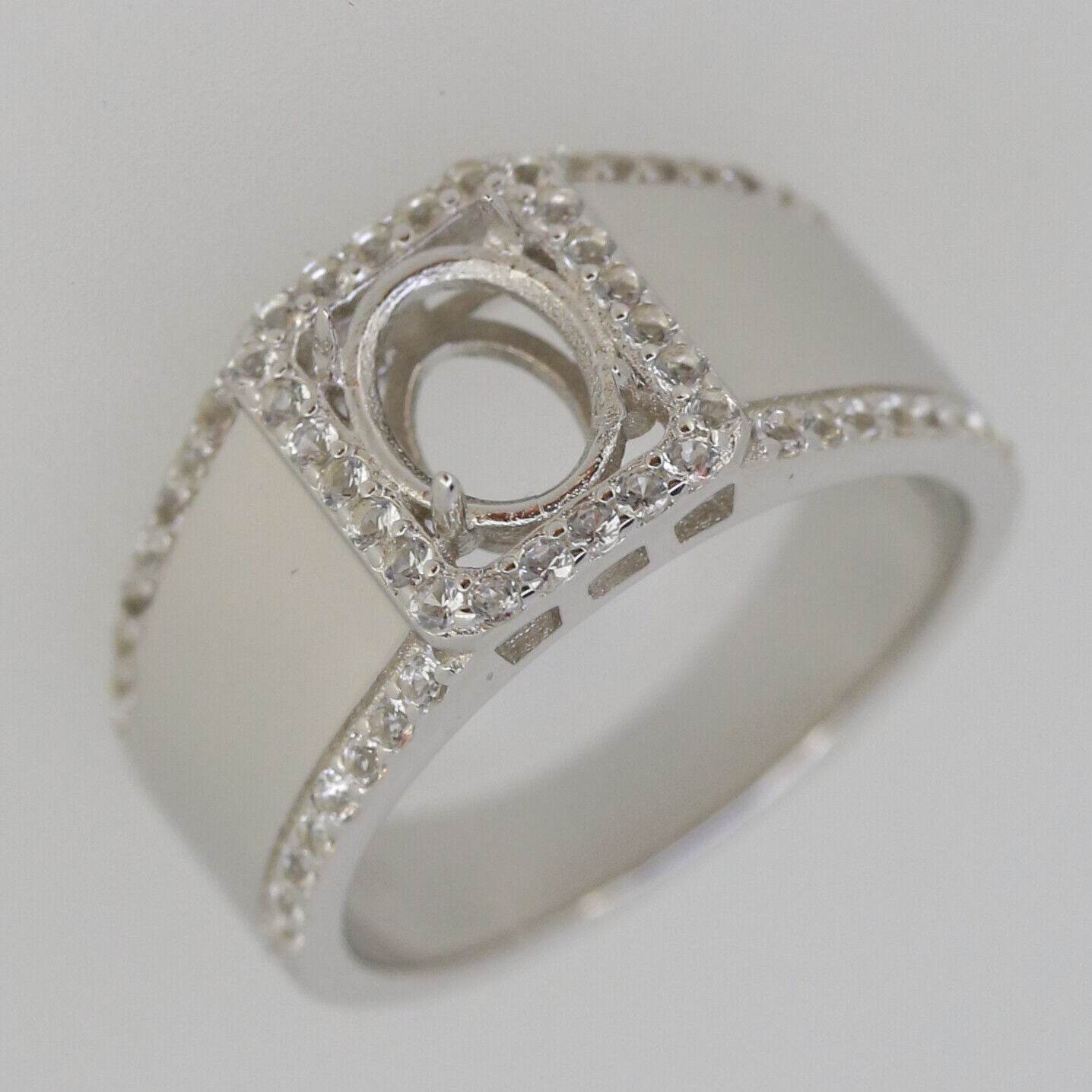 Men's Sterling Silver Semi Mount Ring Setting Oval OV 8x6mm Halo - Syzjewelry