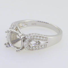 Sterling Silver Semi Mount Ring Setting Cushion CU 8x8mm Pear PE 4x3mm - Syzjewelry