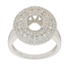 Sterling Silver Semi Mount Ring Setting Round RD 9X7mm - Syzjewelry