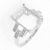 Sterling Silver Semi Mount Ring Setting Emerald Oct 14x10mm White Topaz - Syzjewelry