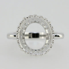 Sterling Silver Semi Mount Ring Setting Oval OV 14x12mm Cab Art Deco Style - Syzjewelry
