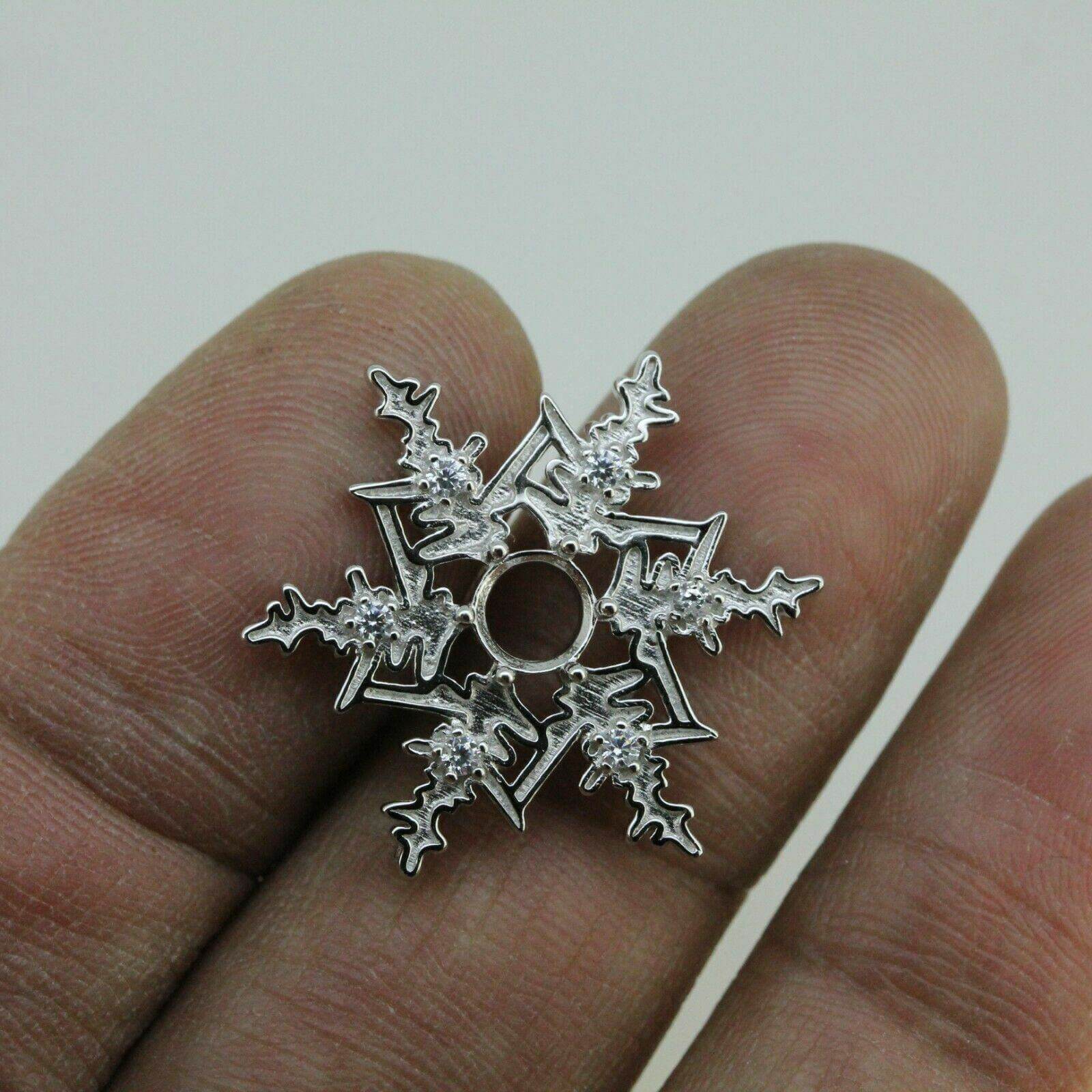 10k Snowflake Semi Mount Pendant Setting Round RD 6x6mm - Syzjewelry