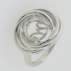 14K Yellow Gold Semi Mount Ring Setting Round RD 9x9mm Modern design Swirl Ring - Syzjewelry