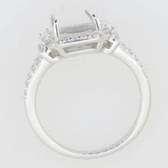 Sterling Silver Semi Mount Ring Setting Cushion CU 10x8mm Halo Split S20538 - Syzjewelry