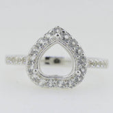 Sterling Silver Semi Mount Ring Setting Heart HT 8X8mm White Topaz Halo - Syzjewelry