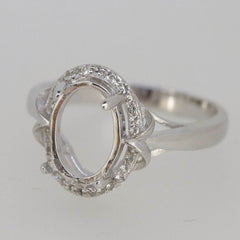 Sterling Silver Semi Mount Ring Setting Oval OV 10x7mm White Topaz - Syzjewelry