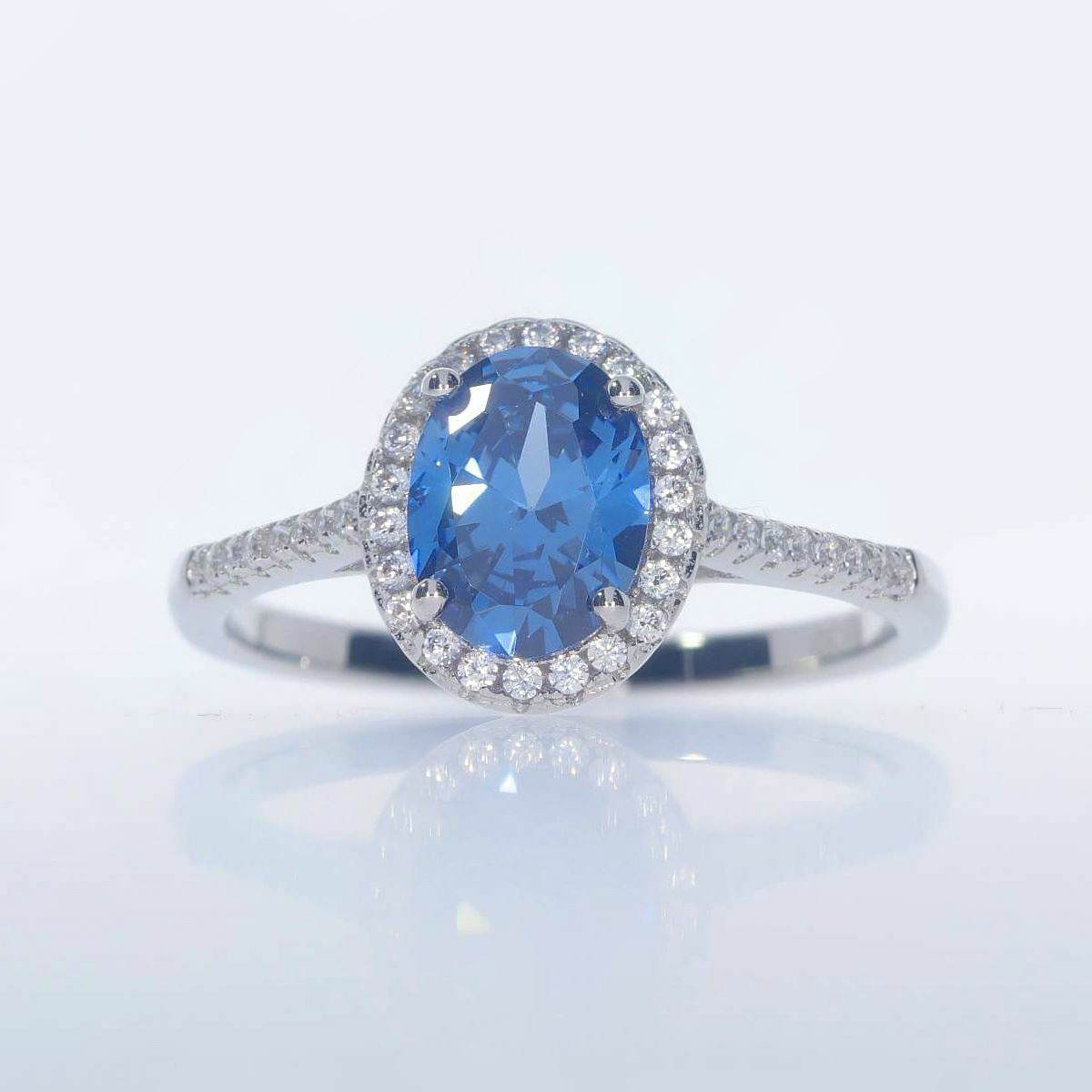 Sterling Silver Semi Mount Ring Setting Oval OV 8X6mm Halo with White Topaz - Syzjewelry