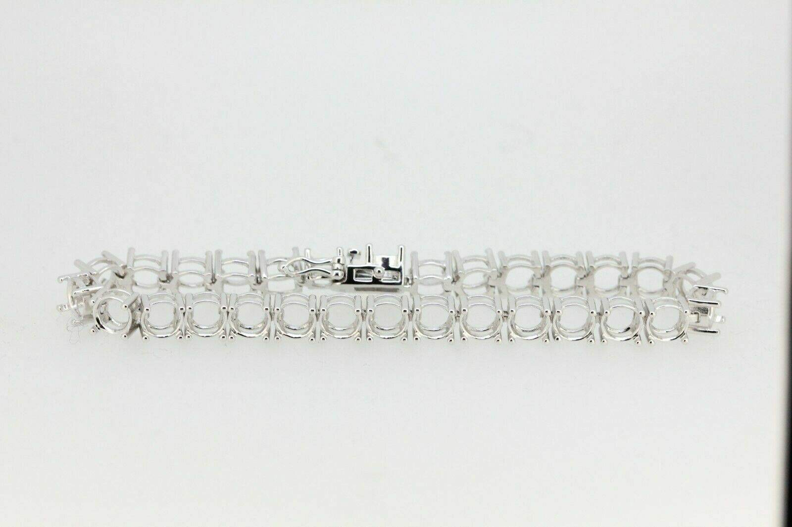 Sterling Silver Semi Mount Bracelet Setting Round RD 7x7mm - Syzjewelry