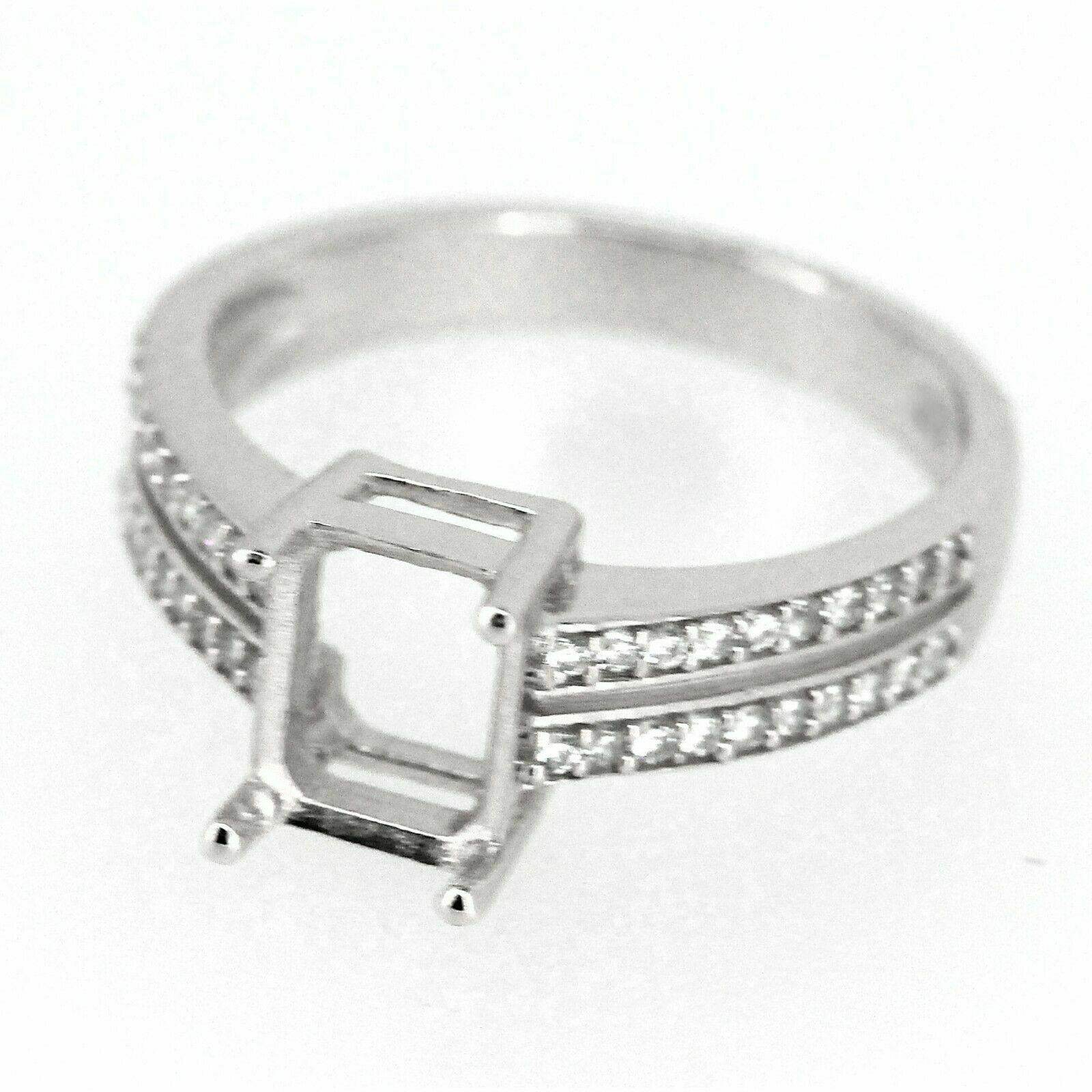 Sterling Silver Semi Mount Ring Setting Oct 7x5mm White Topaz Split Shank L273R2 - Syzjewelry