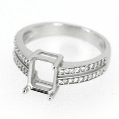 Sterling Silver Semi Mount Ring Setting Oct 7x5mm White Topaz Split Shank L273R2 - Syzjewelry