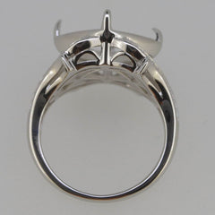 Sterling Silver Semi Mount Ring Setting Cushion CU 12x12mm Diagonal Split - Syzjewelry