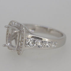 Sterling Silver Semi Mount Ring Setting Cushion CU 9x7mm White Topaz DK20962 - Syzjewelry