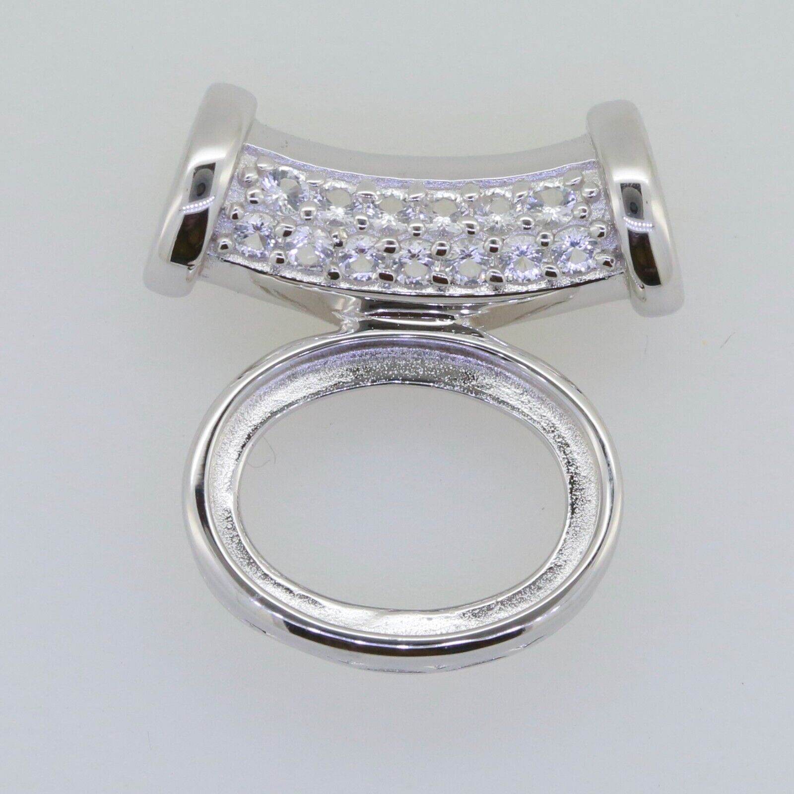 Sterling Silver Semi Mount Pendant Setting Cab Oval OV 16x12mm Topaz - Syzjewelry