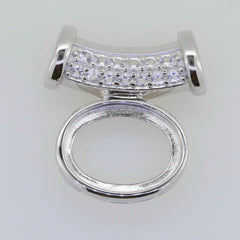 Sterling Silver Semi Mount Pendant Setting Cab Oval OV 16x12mm Topaz - Syzjewelry