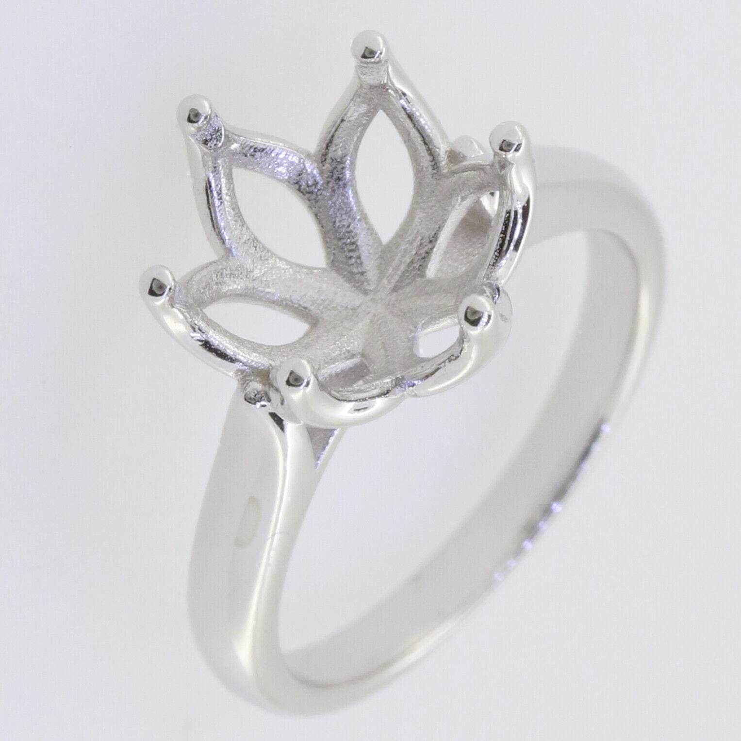 Sterling Silver Semi Mount Ring Setting Round RD 11x11mm Solitaire Whi - Syzjewelry