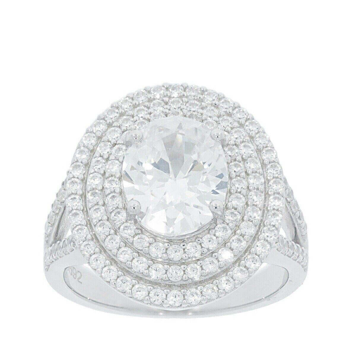 Sterling Silver Semi Mount Ring Setting Oval OV 10x8mm Black Spinel Triple Halo Split Shank - Syzjewelry