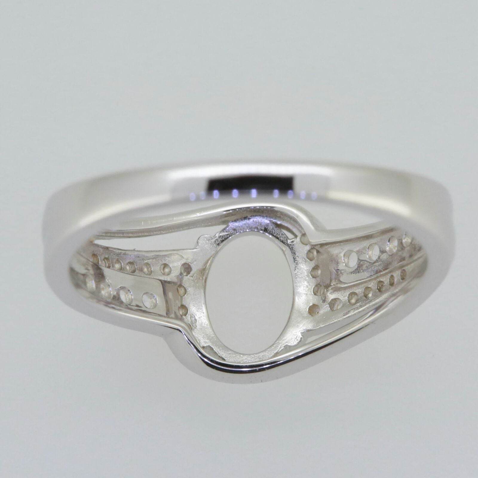 14K White Gold Semi Mount Ring Setting Oval OV 8x6mm Solid - Syzjewelry