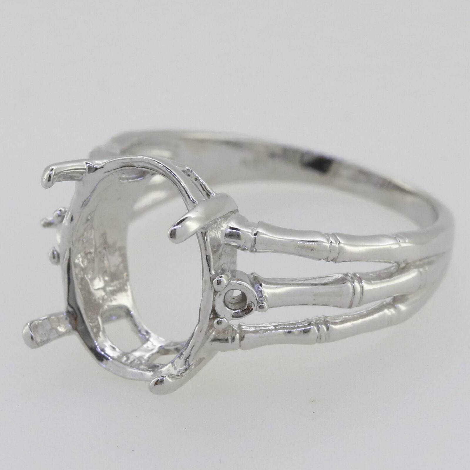 Sterling Silver Semi Mount Ring Setting Oval OV 10x8mm Bamboo Shank - Syzjewelry